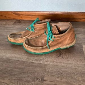 Twisted X moccasin shoes, teal and brown, Ladies size 8.5